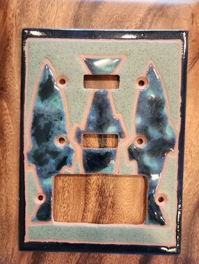 Ceramic Fish Wall Plate - Blue and Teal Decorative Switch Cover